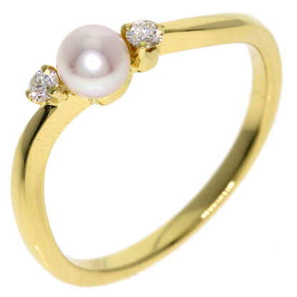 MIKIMOTO Baby Pearl Diamond Ring K18 Yellow Gold Ladies [Used]