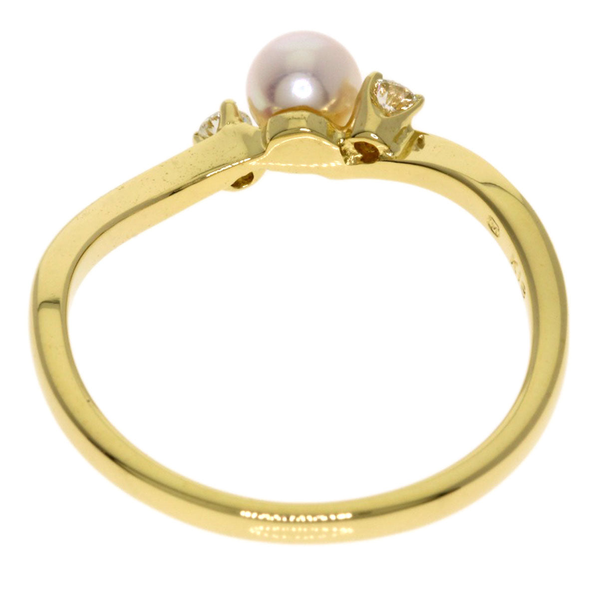 MIKIMOTO Baby Pearl Diamond Ring K18 Yellow Gold Ladies [Used]
