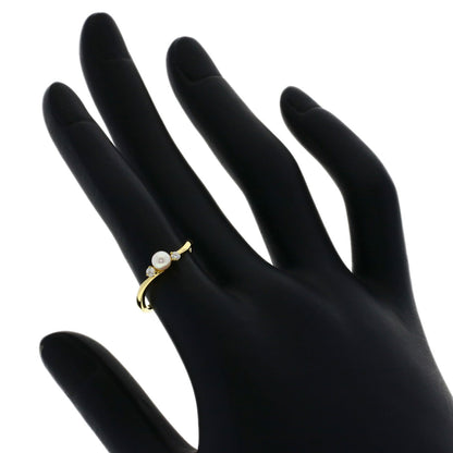 MIKIMOTO Baby Pearl Diamond Ring K18 Yellow Gold Ladies [Used]