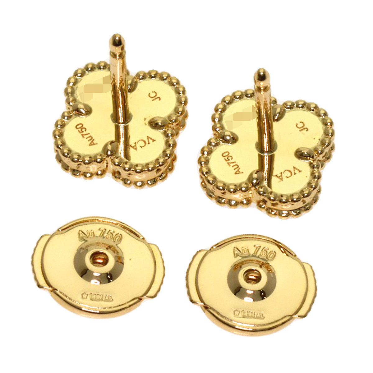 Van Cleef & Arpels Sweet Alhambra Onyx earring K18 Yellow Gold Ladies [Used]