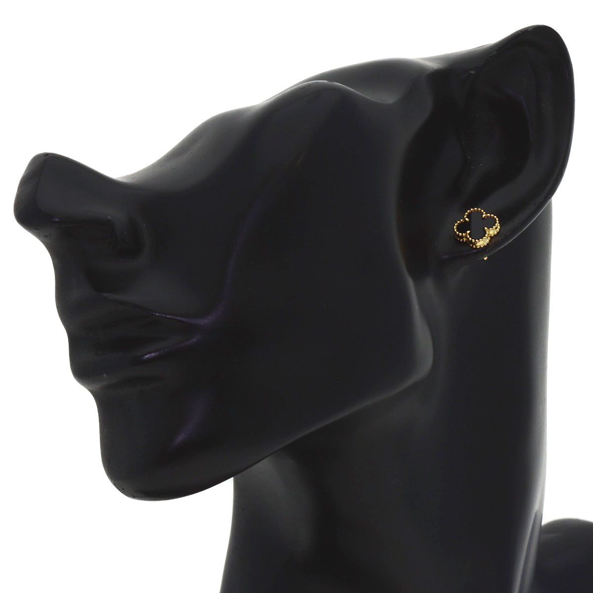 Van Cleef & Arpels Sweet Alhambra Onyx earring K18 Yellow Gold Ladies [Used]