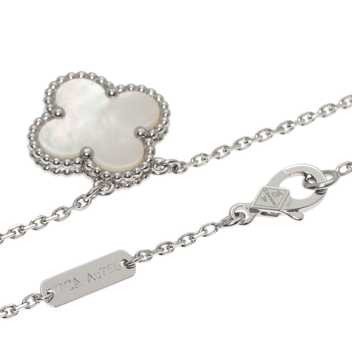 Van Cleef & Arpels Vintage Alhambra Shell Necklace K18 White Gold Ladies [Used]