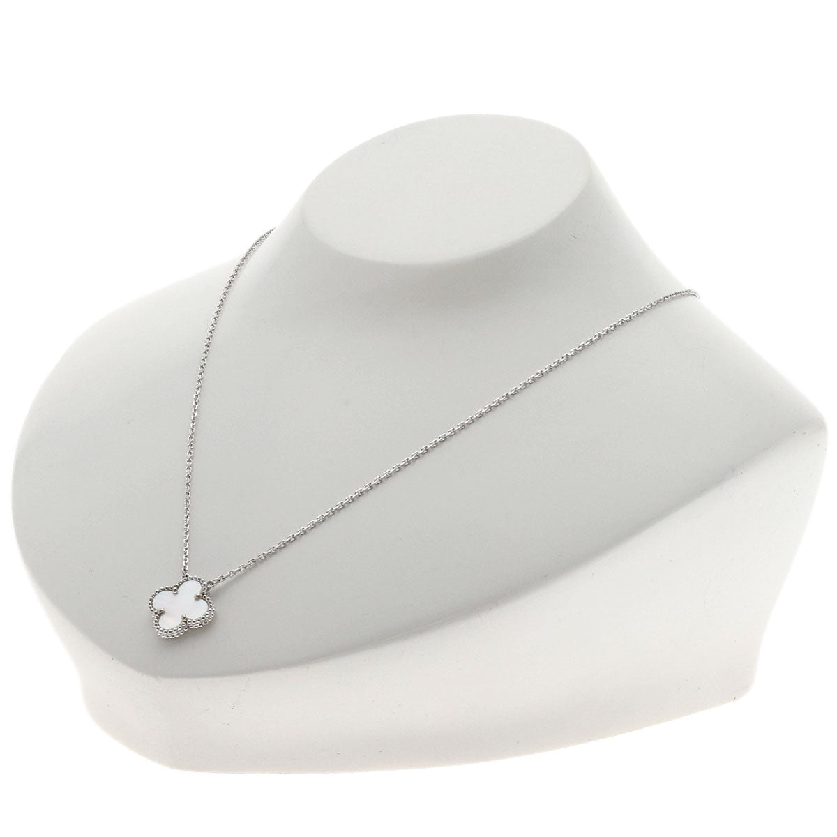 Van Cleef & Arpels Vintage Alhambra Shell Necklace K18 White Gold Ladies [Used]