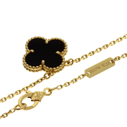 Van Cleef & Arpels Vintage Alhambra Onyx Necklace K18 Yellow Gold Ladies [Used]