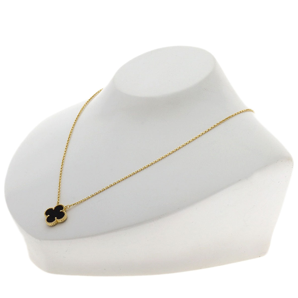 Van Cleef & Arpels Vintage Alhambra Onyx Necklace K18 Yellow Gold Ladies [Used]