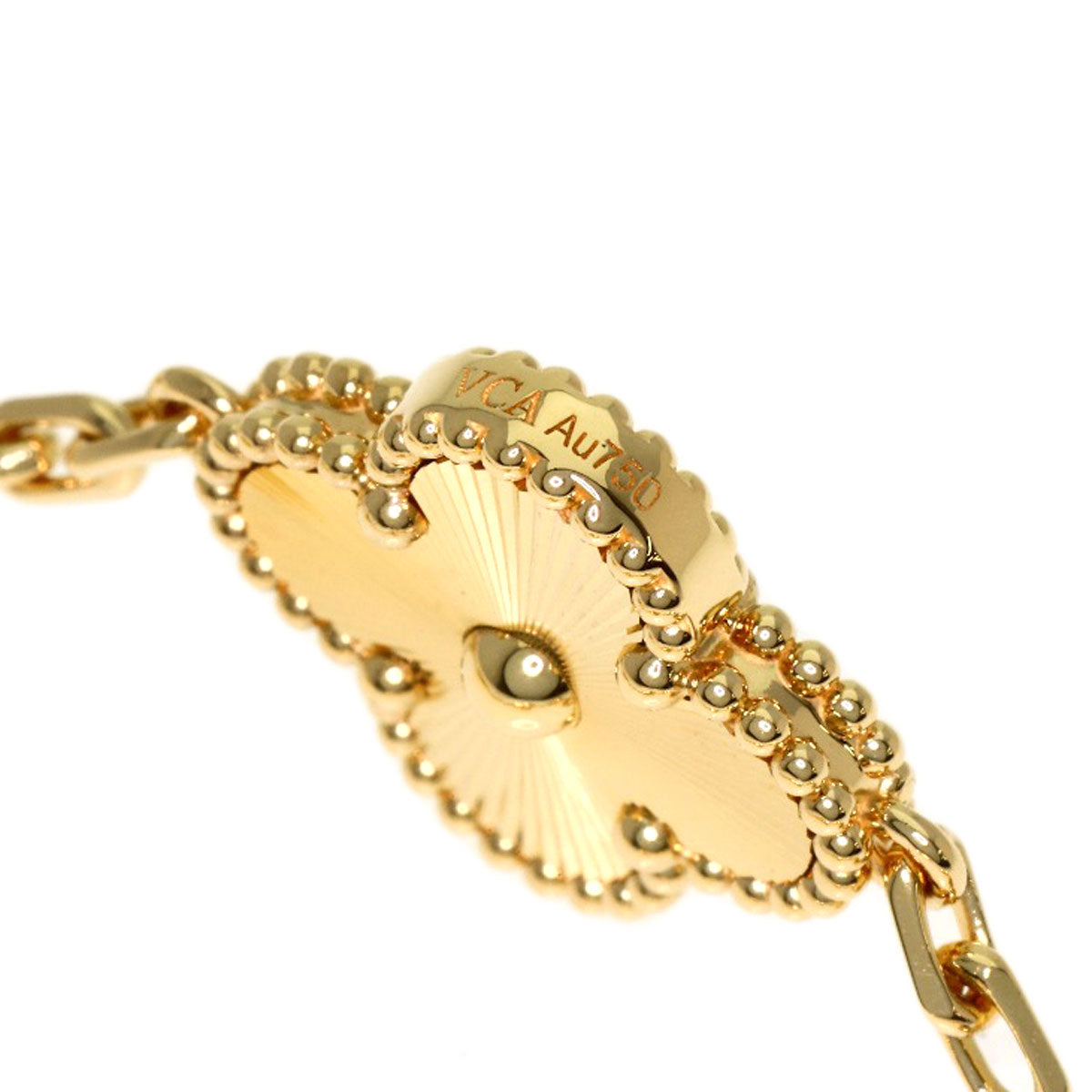 Van Cleef & Arpels Vintage Alhambra Guilloché 5 Motifs Bracelet K18 Yellow Gold Ladies [Used]