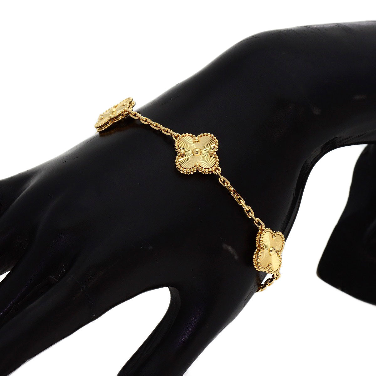 Van Cleef & Arpels Vintage Alhambra Guilloché 5 Motifs Bracelet K18 Yellow Gold Ladies [Used]