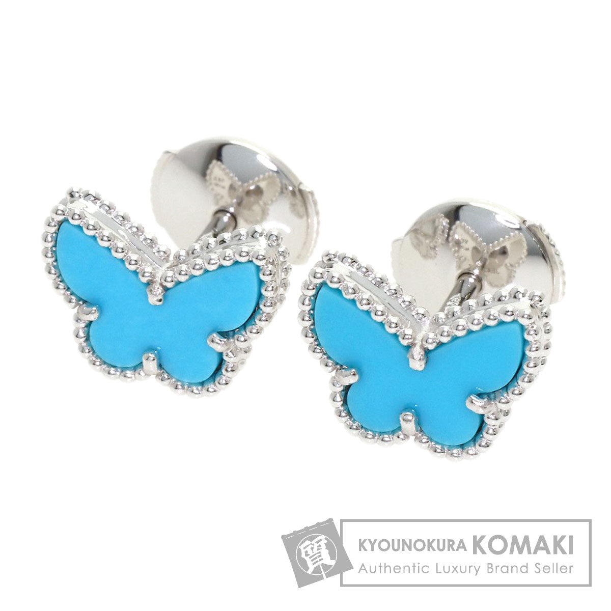 Van Cleef & Arpels Sweet Papillon Turquoise earring K18 White Gold Ladies [Used]