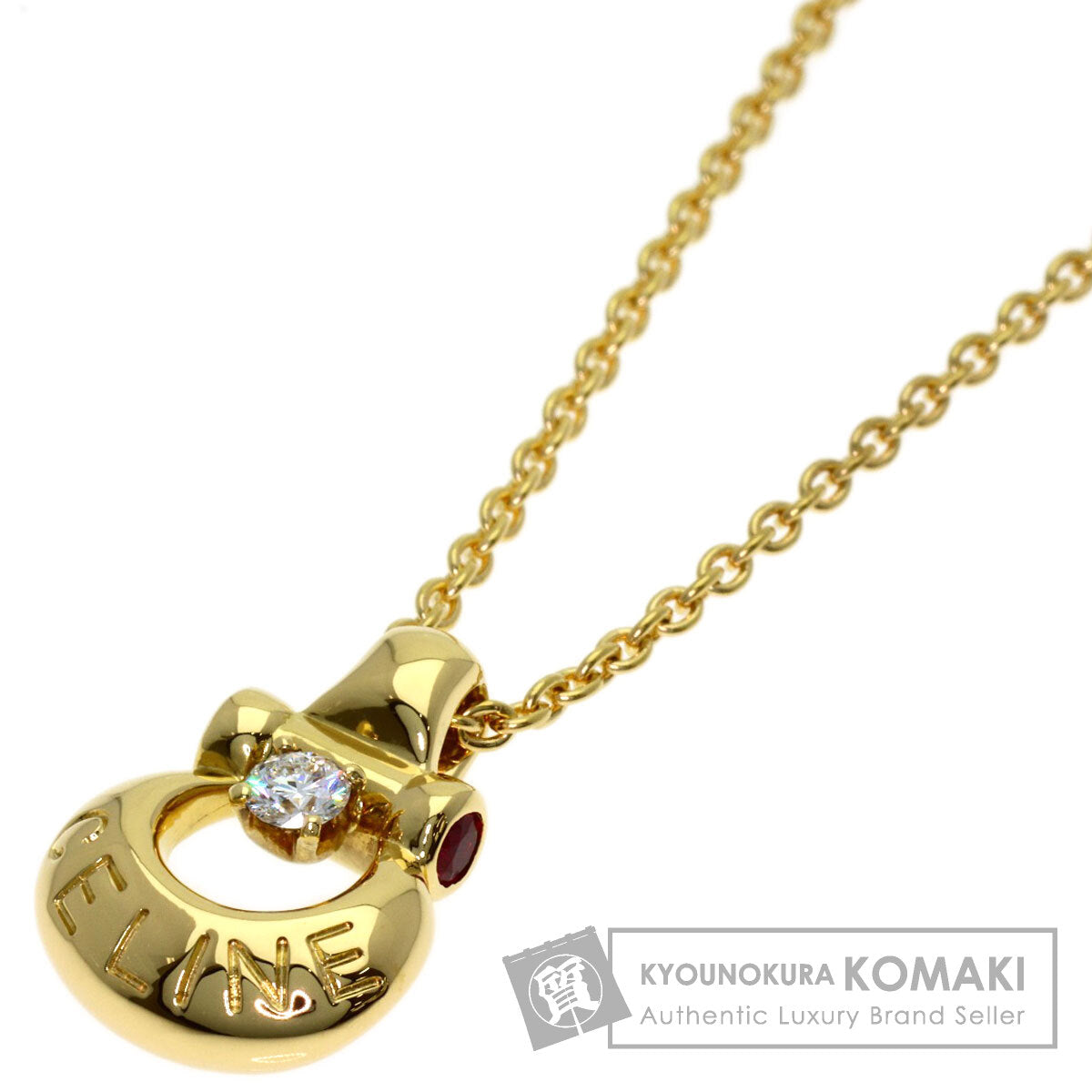 CELINE Vintage Diamond Necklace K18 Yellow Gold Ladies [Used]