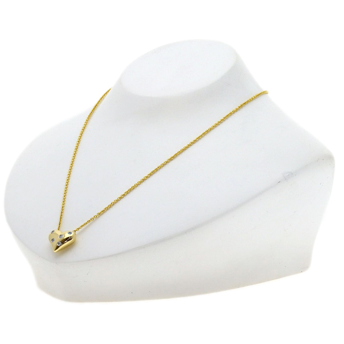 TIFFANY&Co. Dots Heart Diamond Necklace K18 Yellow Gold PT950Ladies [Used]