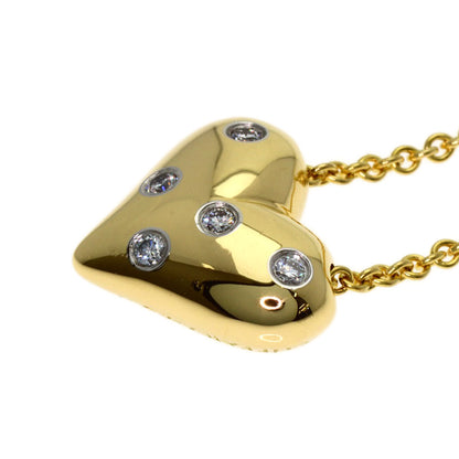 TIFFANY&Co. Dots Heart Diamond Necklace K18 Yellow Gold PT950Ladies [Used]