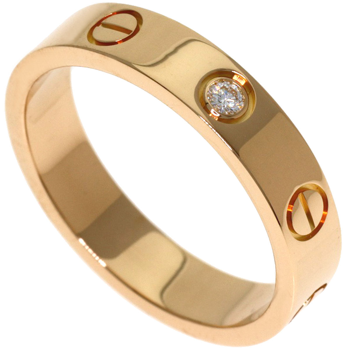 CARTIER Mini Love Ring 1PDiamond #51 Ring K18 Pink Gold Ladies [Used]