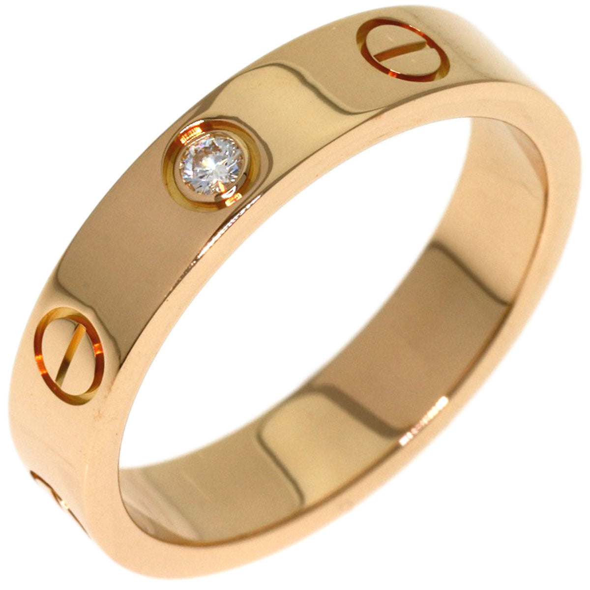 CARTIER Mini Love Ring 1PDiamond #51 Ring K18 Pink Gold Ladies [Used]