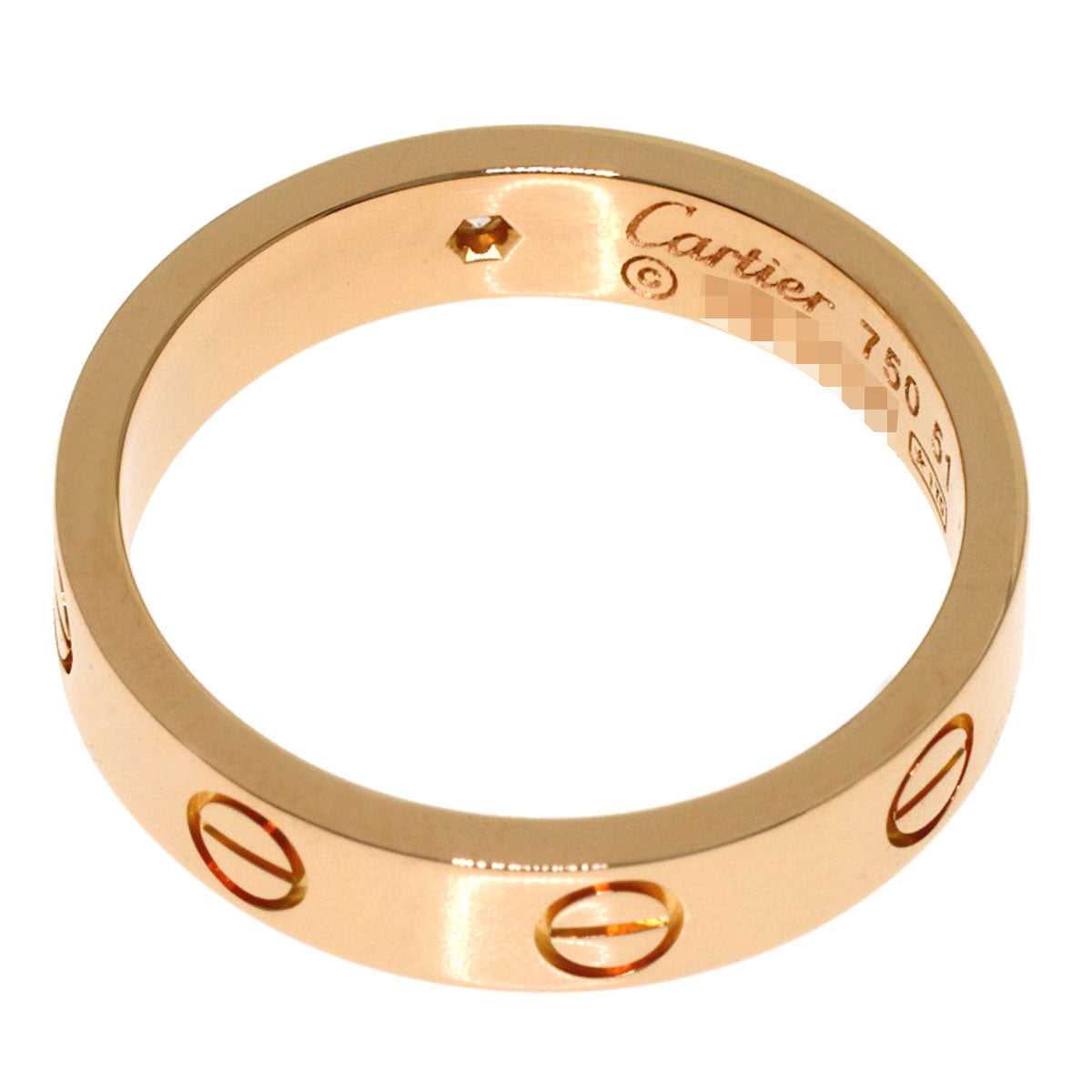 CARTIER Mini Love Ring 1PDiamond #51 Ring K18 Pink Gold Ladies [Used]