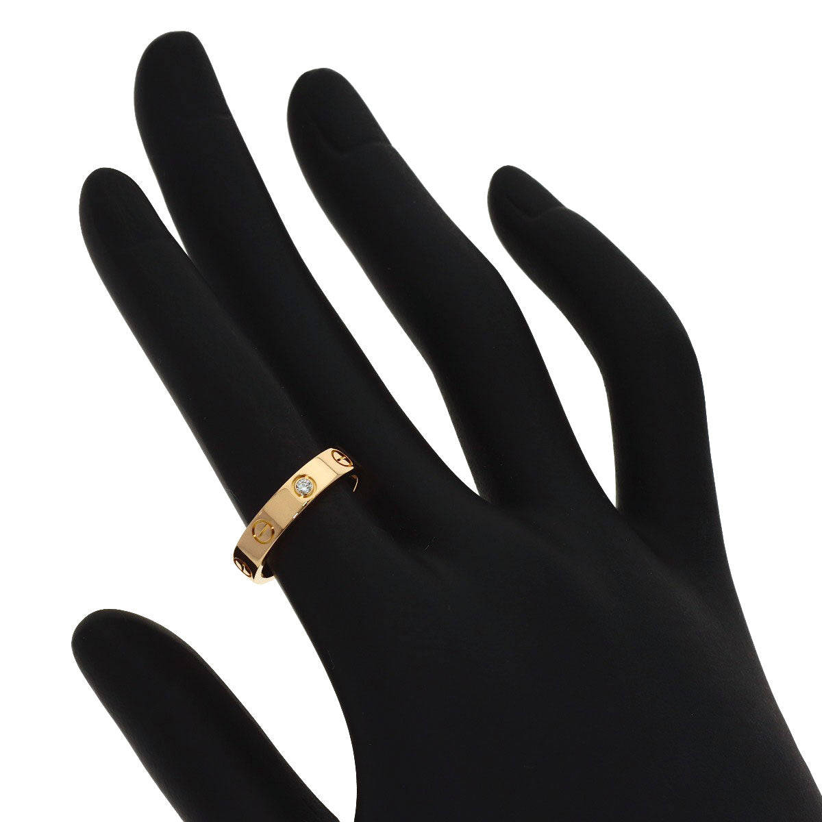 CARTIER Mini Love Ring 1PDiamond #51 Ring K18 Pink Gold Ladies [Used]