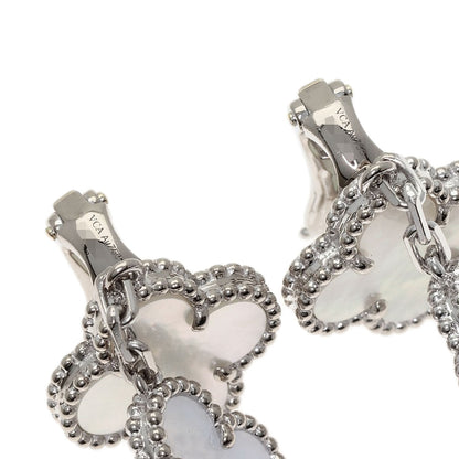 Van Cleef & Arpels Magic Alhambra 3 Motif Shell Chalcedony earring K18 White Gold Ladies [Used]