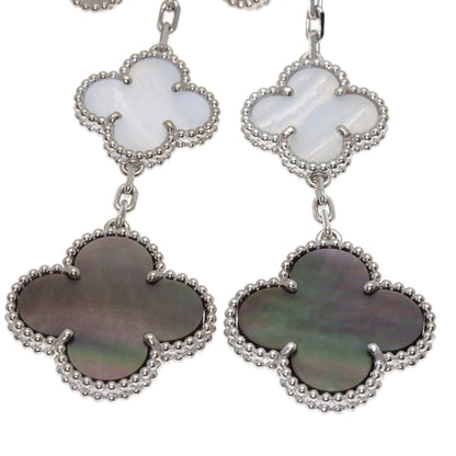 Van Cleef & Arpels Magic Alhambra 3 Motif Shell Chalcedony earring K18 White Gold Ladies [Used]