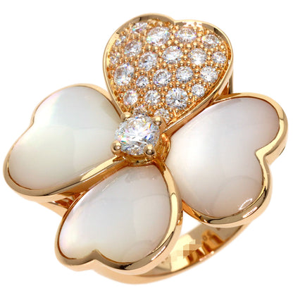 Van Cleef & Arpels Cosmos Medium Diamond Shell #50 Ring K18 Pink Gold Ladies [Used]