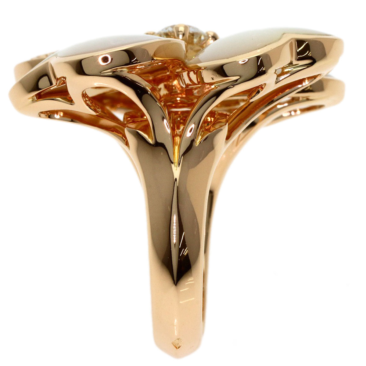 Van Cleef & Arpels Cosmos Medium Diamond Shell #50 Ring K18 Pink Gold Ladies [Used]