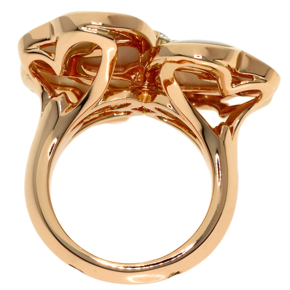 Van Cleef & Arpels Cosmos Medium Diamond Shell #50 Ring K18 Pink Gold Ladies [Used]