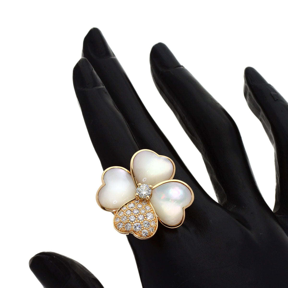 Van Cleef & Arpels Cosmos Medium Diamond Shell #50 Ring K18 Pink Gold Ladies [Used]