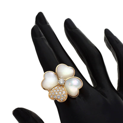 Van Cleef & Arpels Cosmos Medium Diamond Shell #50 Ring K18 Pink Gold Ladies [Used]