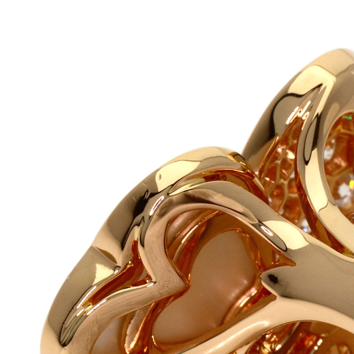 Van Cleef & Arpels Cosmos Medium Diamond Shell #50 Ring K18 Pink Gold Ladies [Used]