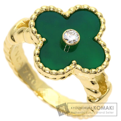 Van Cleef & Arpels Vintage Alhambra Chalcedony Diamond Ring K18 Yellow Gold Ladies [Used]