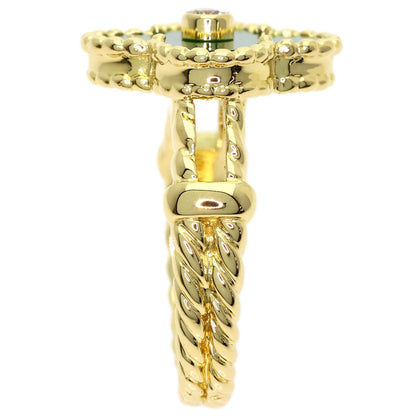 Van Cleef & Arpels Vintage Alhambra Chalcedony Diamond Ring K18 Yellow Gold Ladies [Used]