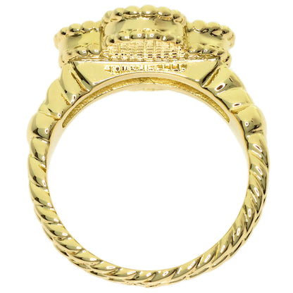 Van Cleef & Arpels Vintage Alhambra Chalcedony Diamond Ring K18 Yellow Gold Ladies [Used]