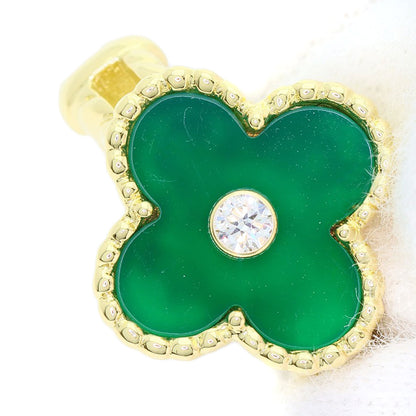 Van Cleef & Arpels Vintage Alhambra Chalcedony Diamond Ring K18 Yellow Gold Ladies [Used]