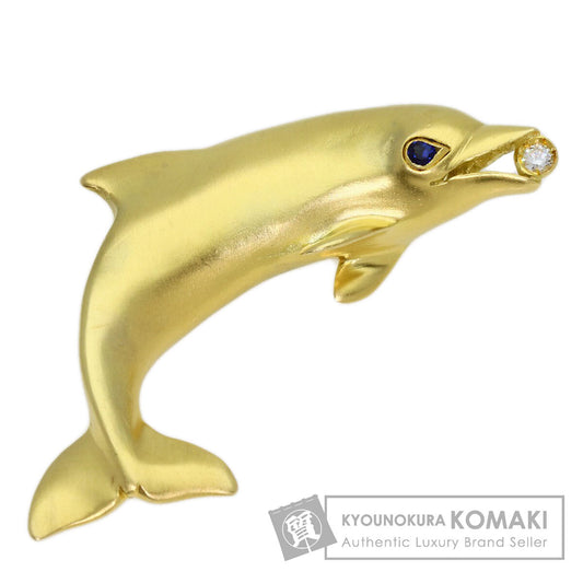 TIFFANY&Co. Dolphin Diamond Sapphire Brooch K18 Yellow Gold Ladies [Used]