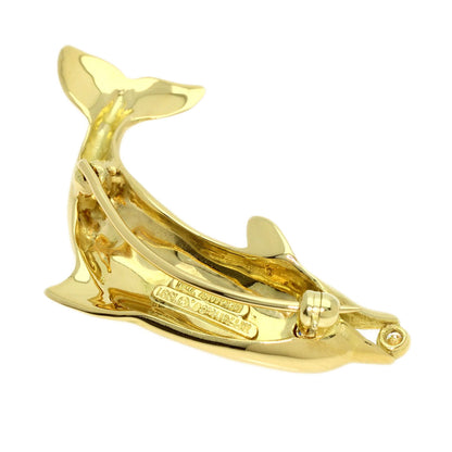 TIFFANY&Co. Dolphin Diamond Sapphire Brooch K18 Yellow Gold Ladies [Used]