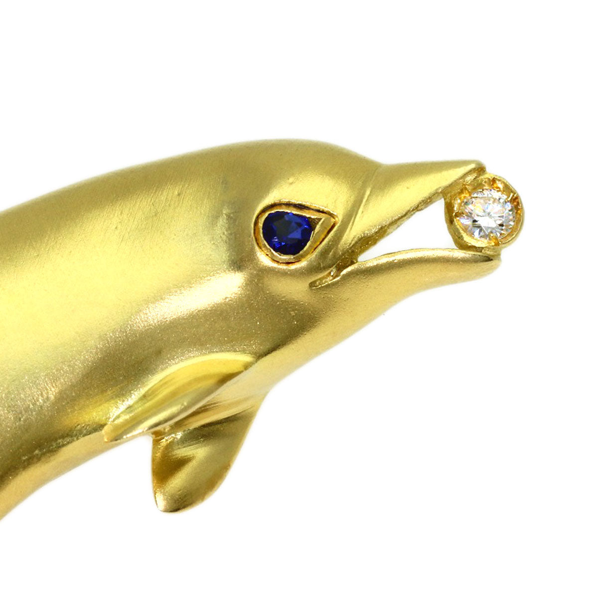 TIFFANY&Co. Dolphin Diamond Sapphire Brooch K18 Yellow Gold Ladies [Used]
