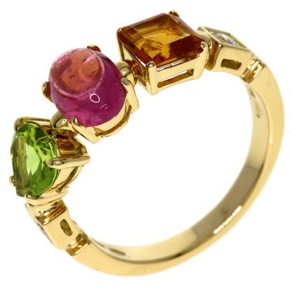 BVLGARI Allegra Diamond Pink Tourmaline Citrin Peridot Ring K18 Yellow Gold Ladies [Used]