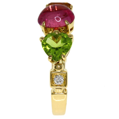 BVLGARI Allegra Diamond Pink Tourmaline Citrin Peridot Ring K18 Yellow Gold Ladies [Used]