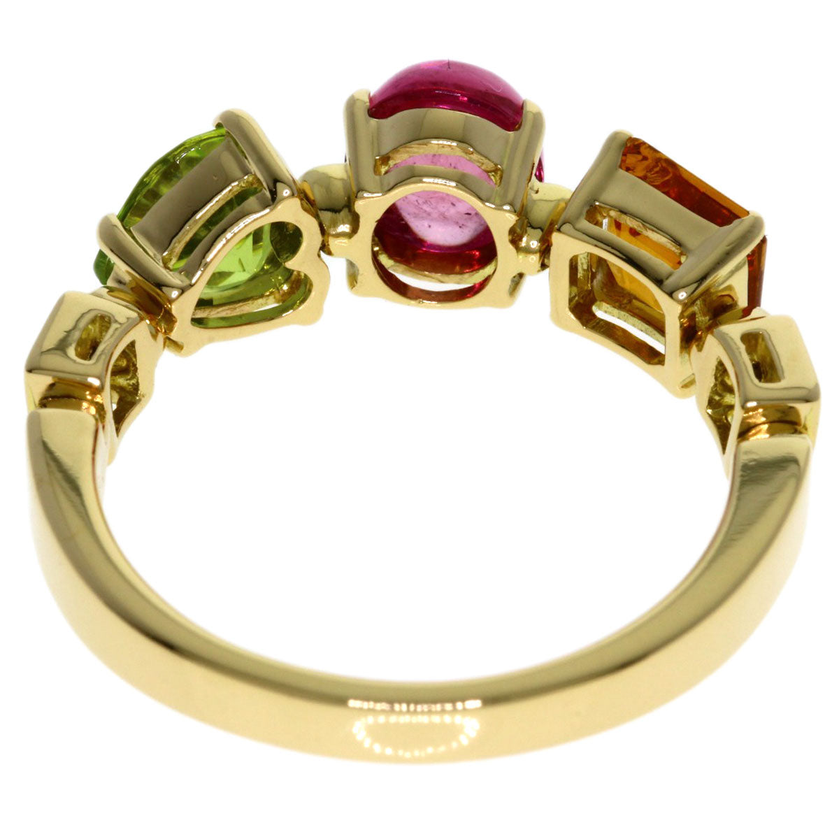 BVLGARI Allegra Diamond Pink Tourmaline Citrin Peridot Ring K18 Yellow Gold Ladies [Used]