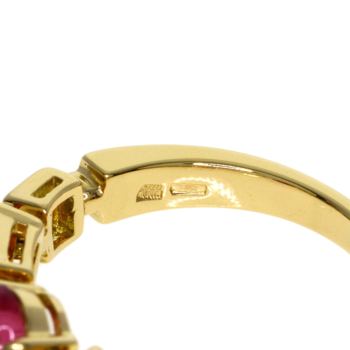 BVLGARI Allegra Diamond Pink Tourmaline Citrin Peridot Ring K18 Yellow Gold Ladies [Used]