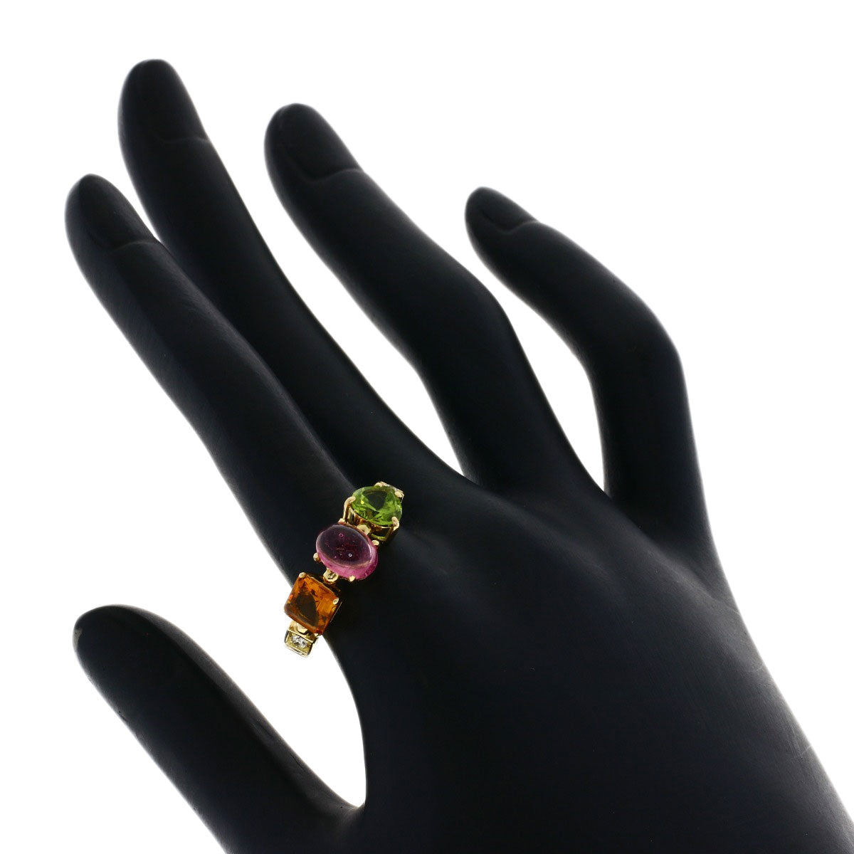 BVLGARI Allegra Diamond Pink Tourmaline Citrin Peridot Ring K18 Yellow Gold Ladies [Used]