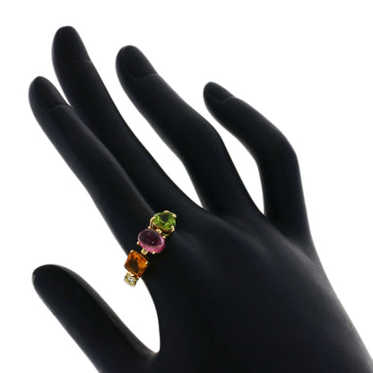 BVLGARI Allegra Diamond Pink Tourmaline Citrin Peridot Ring K18 Yellow Gold Ladies [Used]