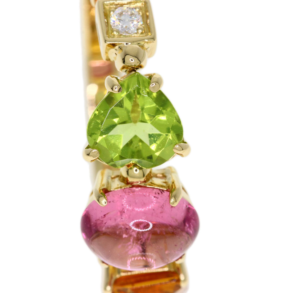 BVLGARI Allegra Diamond Pink Tourmaline Citrin Peridot Ring K18 Yellow Gold Ladies [Used]