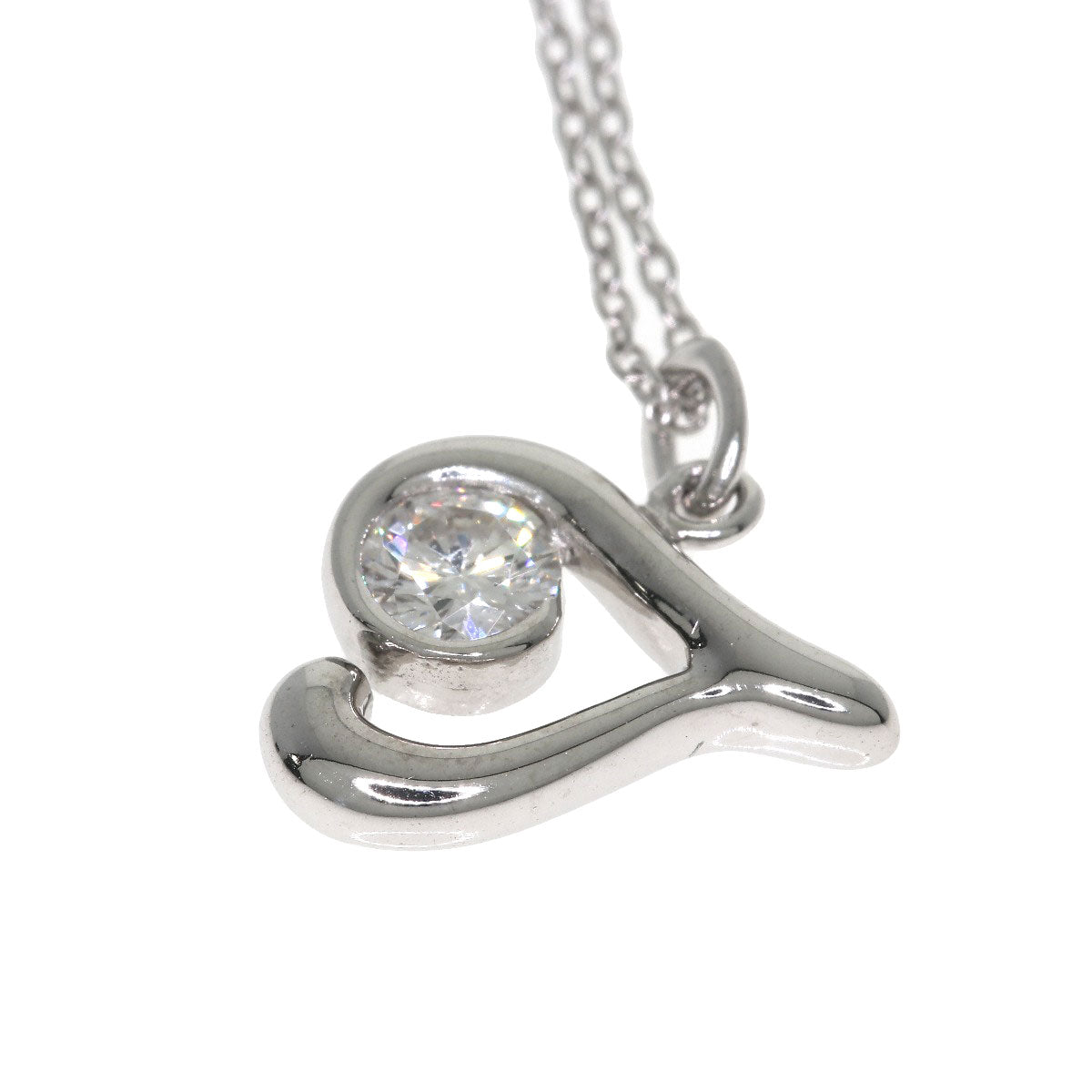 Kashikey Initial 1P Diamond Necklace K18 White Gold Ladies [Used]