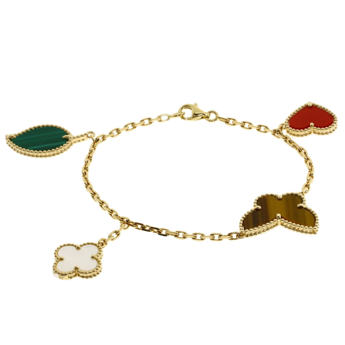 Van Cleef & Arpels Lucky Alhambra 4 Motif Shell Bracelet K18 Yellow Gold Ladies [Used]
