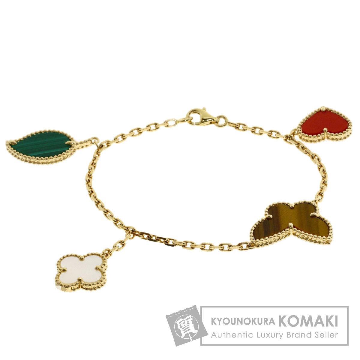 Van Cleef & Arpels Lucky Alhambra 4 Motif Shell Bracelet K18 Yellow Gold Ladies [Used]