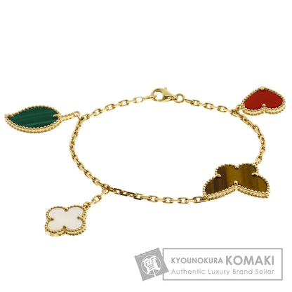 Van Cleef & Arpels Lucky Alhambra 4 Motif Shell Bracelet K18 Yellow Gold Ladies [Used]