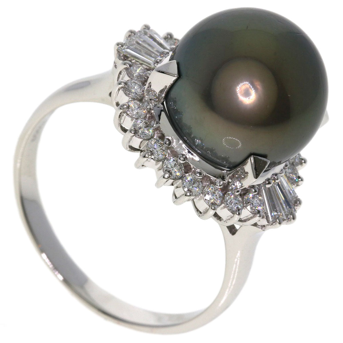 TASAKI Black Pearl Pearl Diamond Ring Platinum PT900 Ladies [Used]