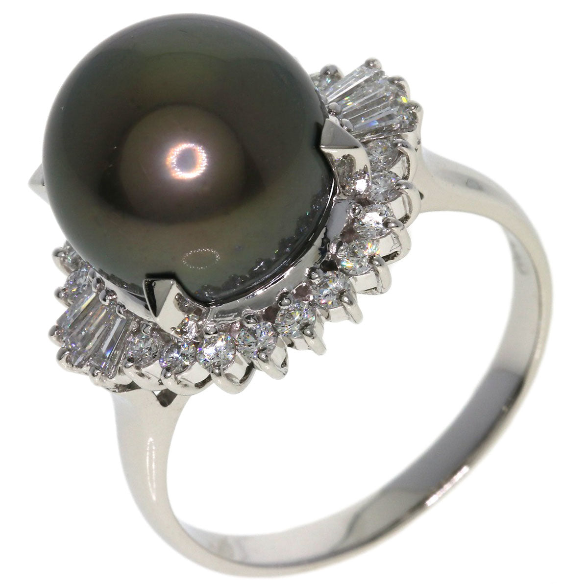 TASAKI Black Pearl Pearl Diamond Ring Platinum PT900 Ladies [Used]