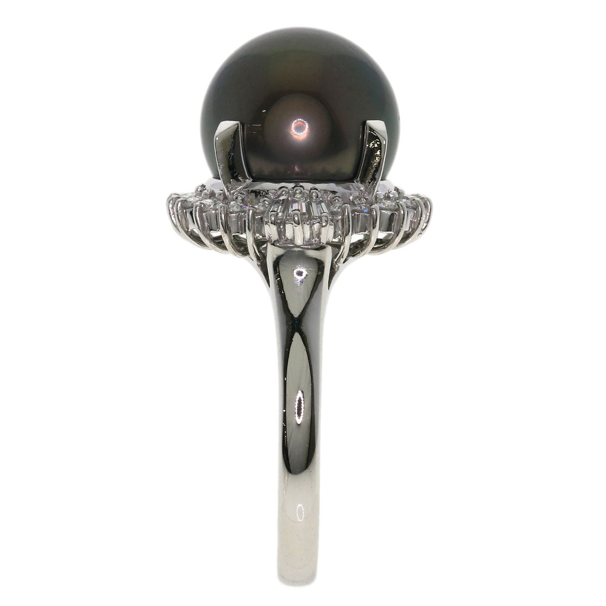 TASAKI Black Pearl Pearl Diamond Ring Platinum PT900 Ladies [Used]