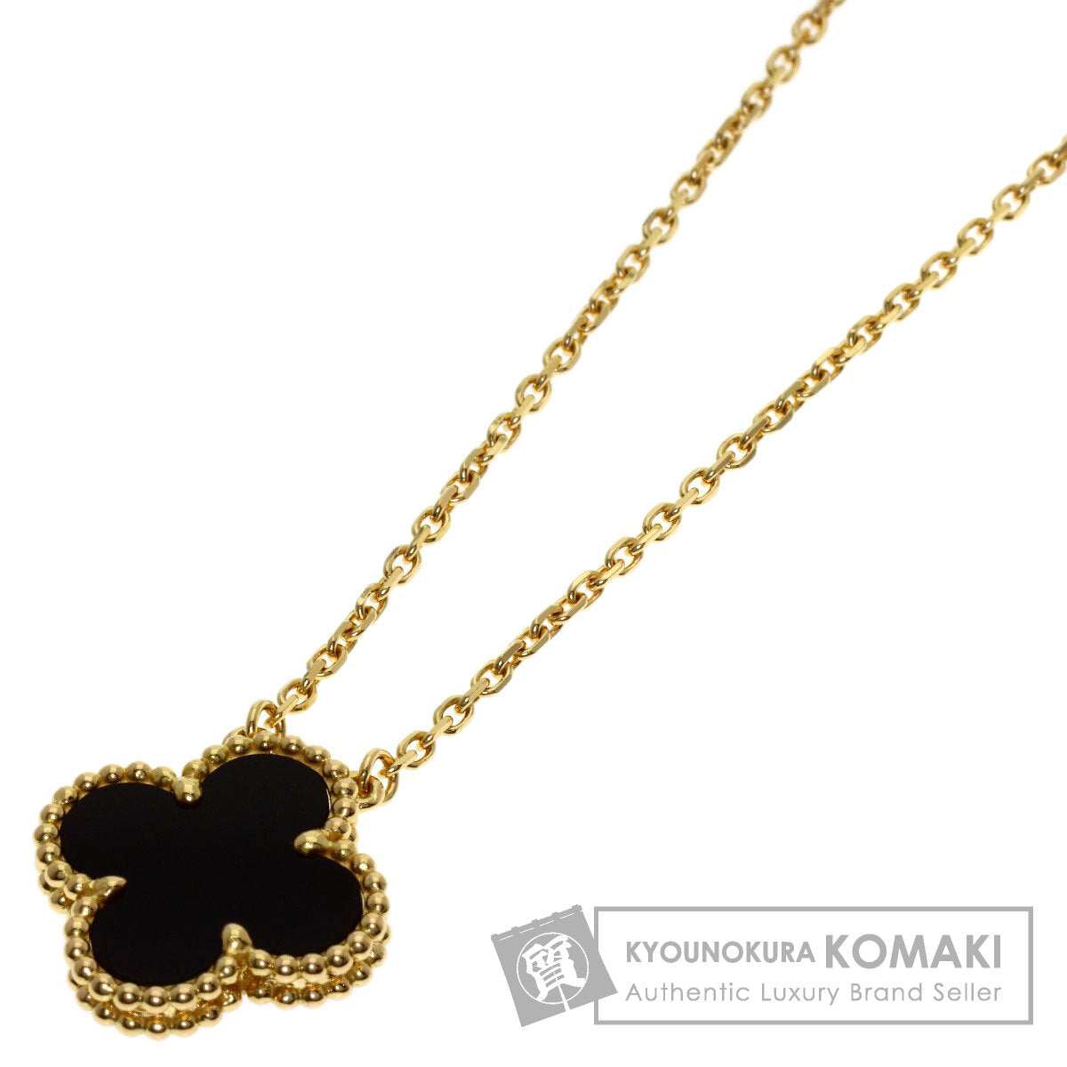 Van Cleef & Arpels Vintage Alhambra Onyx Necklace K18 Yellow Gold Ladies [Used]