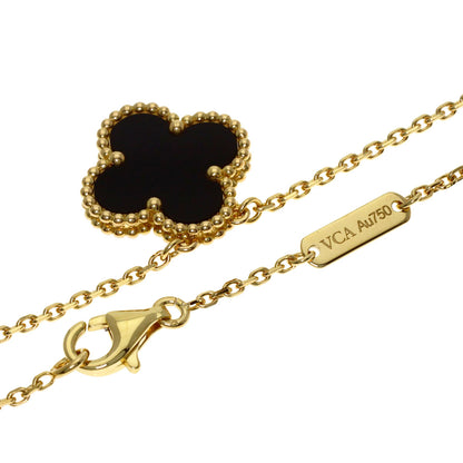 Van Cleef & Arpels Vintage Alhambra Onyx Necklace K18 Yellow Gold Ladies [Used]